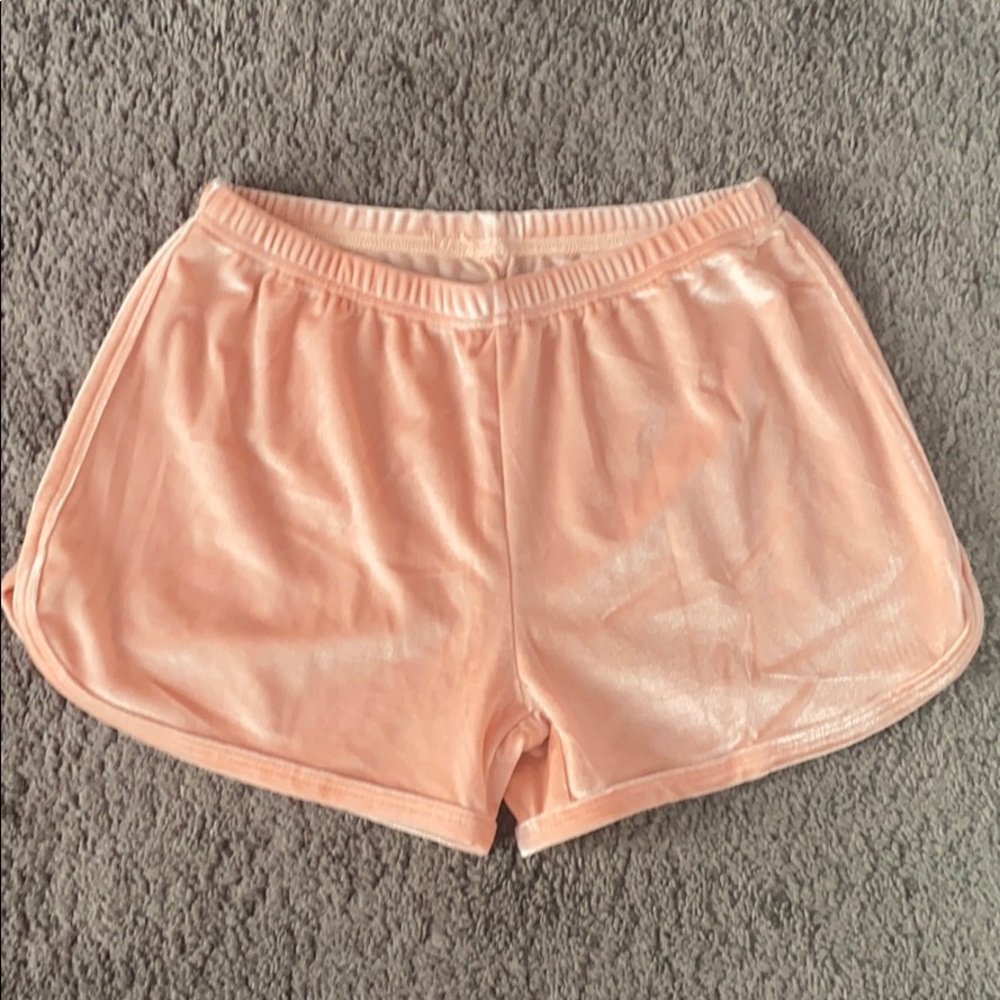 Pink velvet shorts